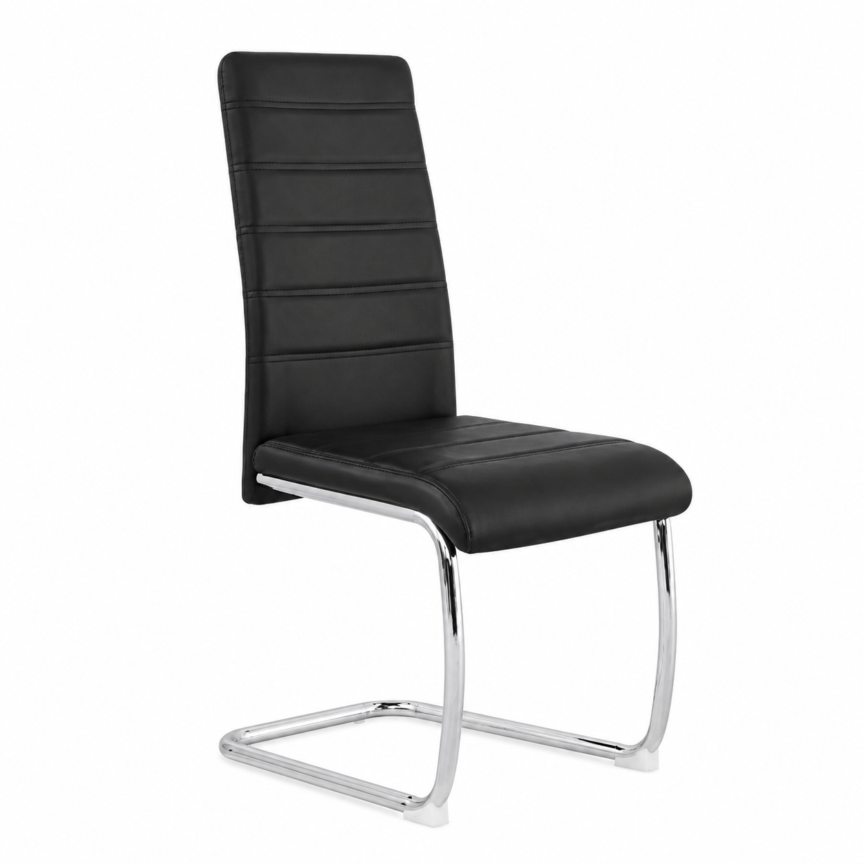 Ann High Back PU Leather Dining Chairs with Chrome Cantilever Base Set of 4