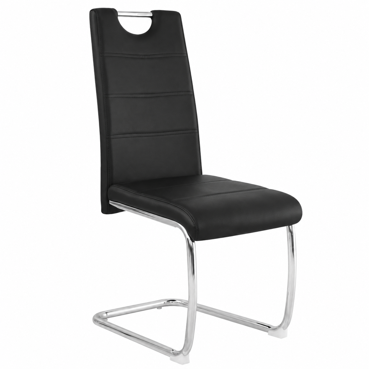 Ann High Back PU Leather Dining Chairs with Chrome Cantilever Base Set of 4