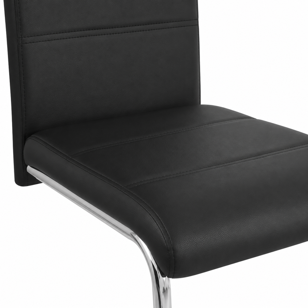 Ann High Back PU Leather Dining Chairs with Chrome Cantilever Base Set of 4