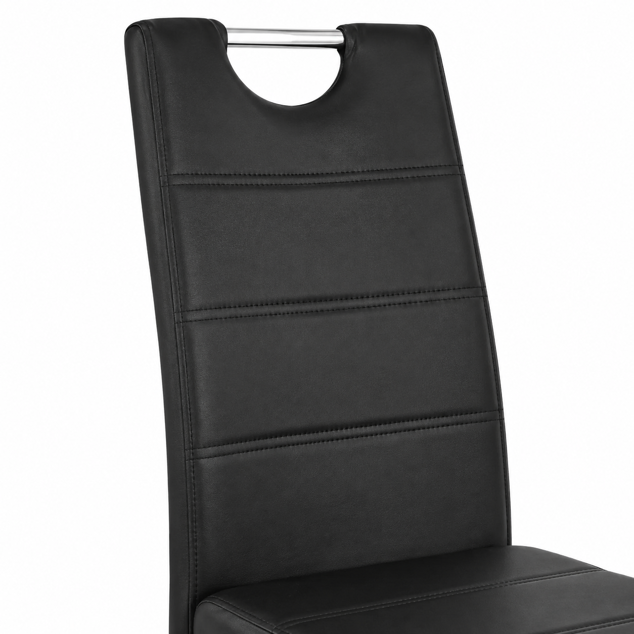 Ann High Back PU Leather Dining Chairs with Chrome Cantilever Base Set of 4