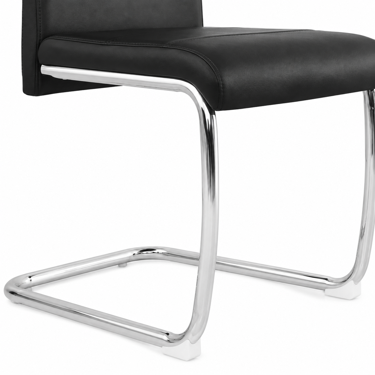 Ann High Back PU Leather Dining Chairs with Chrome Cantilever Base Set of 4