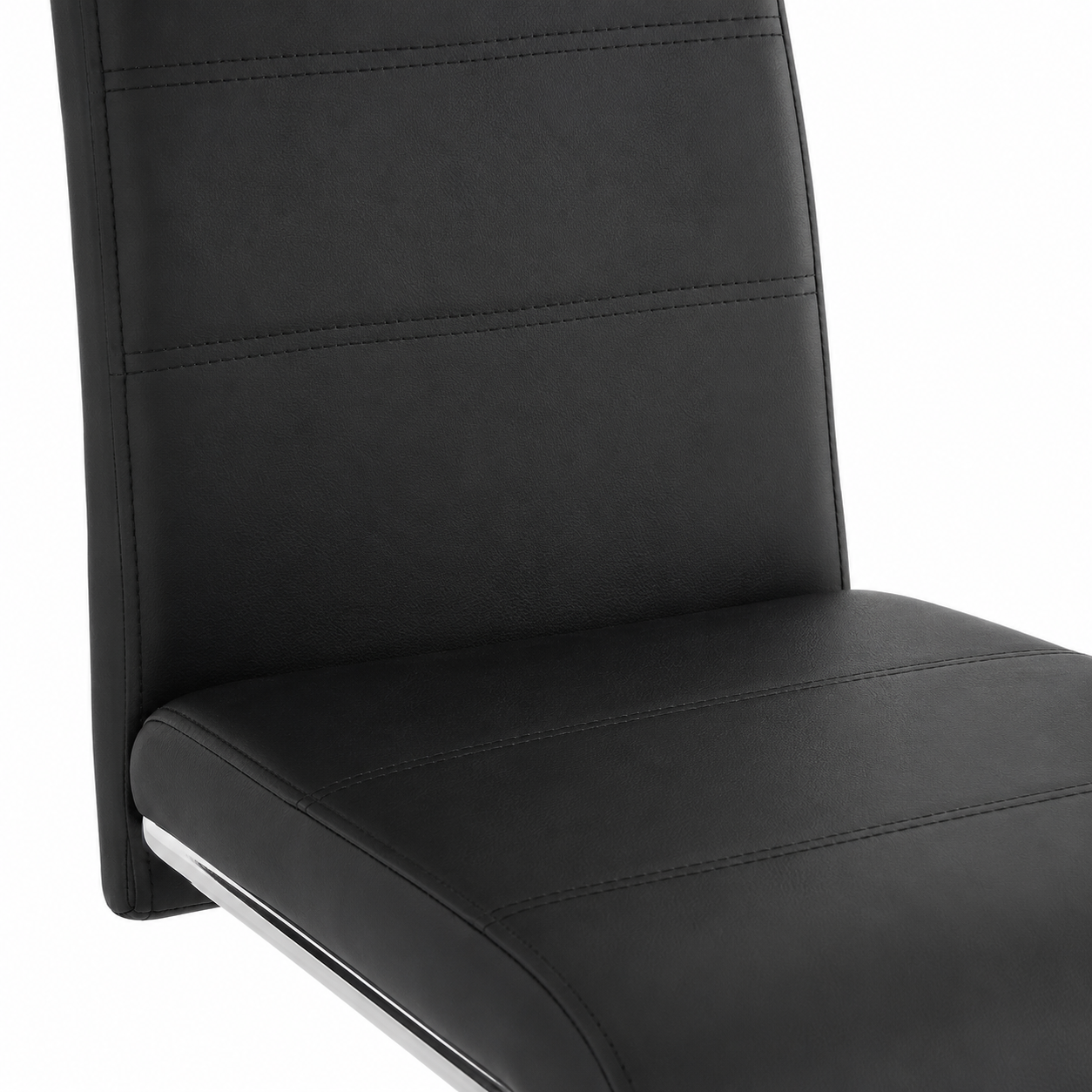 Ann High Back PU Leather Dining Chairs with Chrome Cantilever Base Set of 4