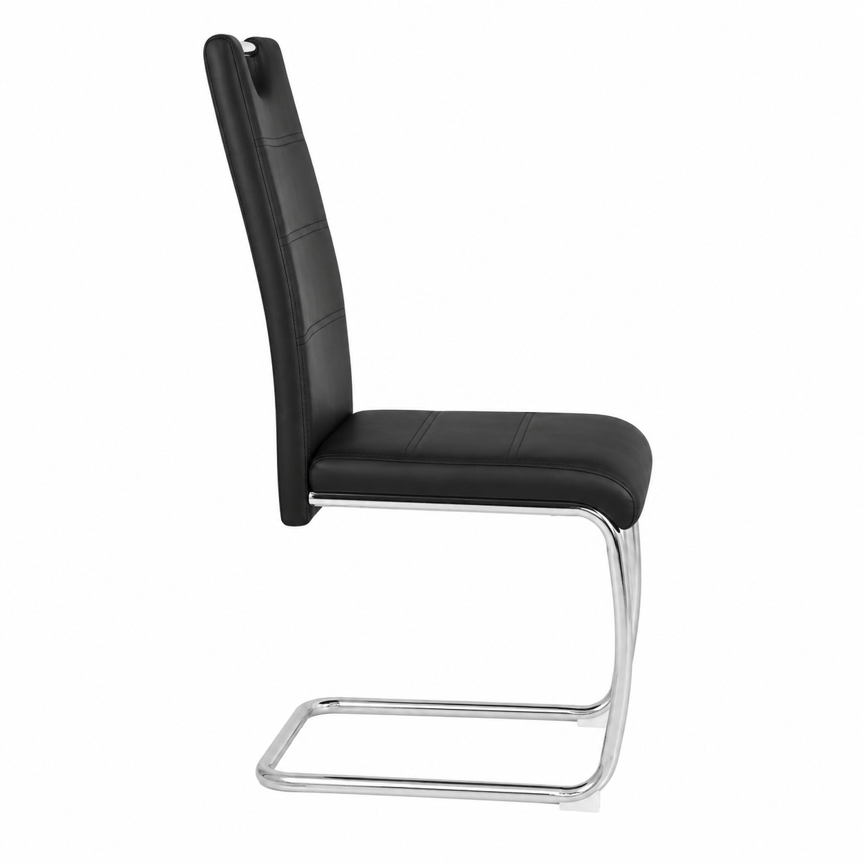 Ann High Back PU Leather Dining Chairs with Chrome Cantilever Base Set of 4