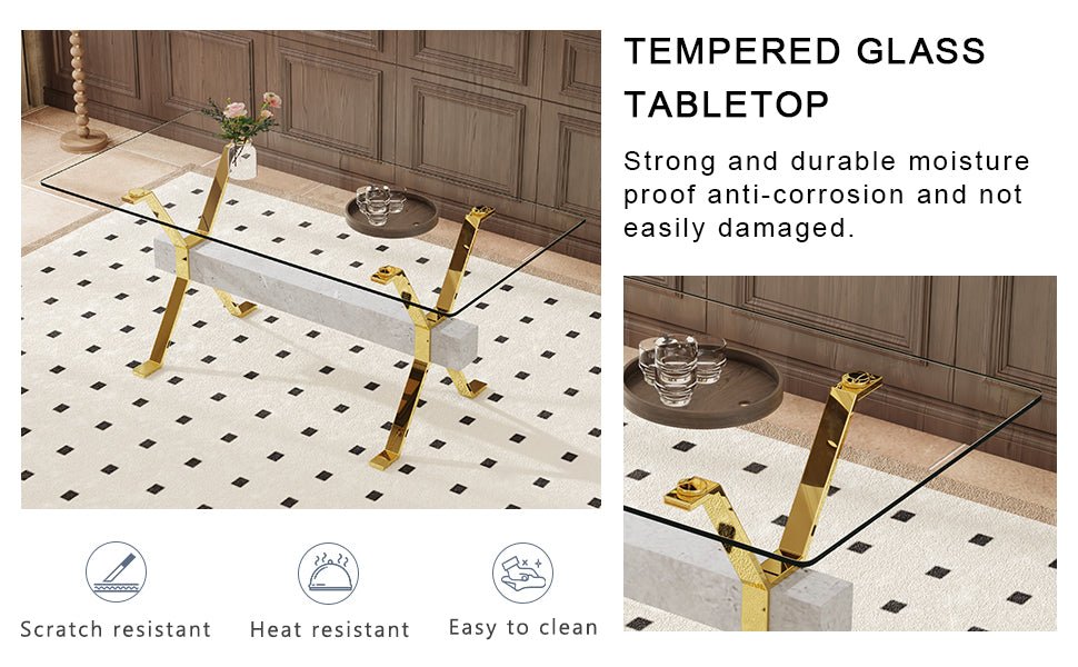 Nile 71inch Tempered Glass Dining Table