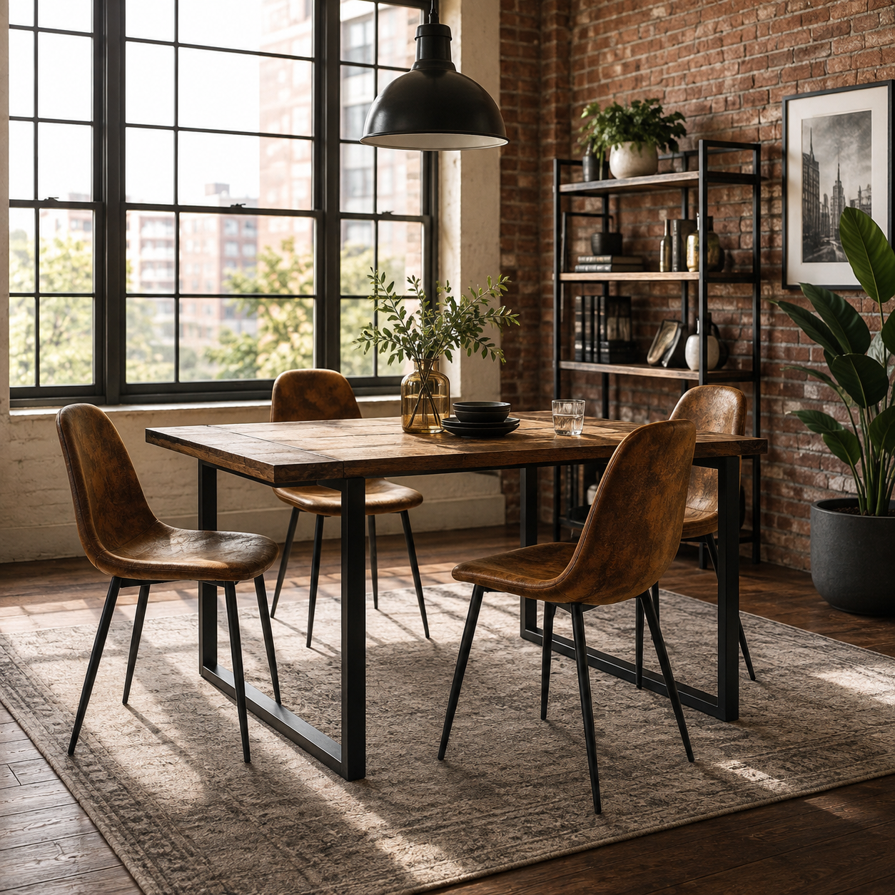 Charlton Suede Shell Dining Chairs with Black Metal Legs Set of 4
