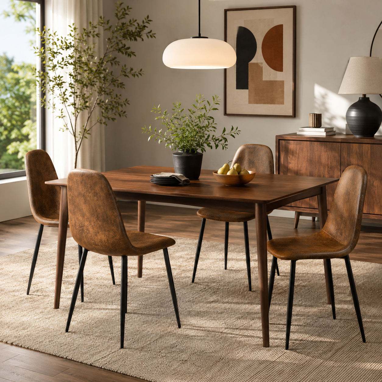 Charlton Suede Shell Dining Chairs with Black Metal Legs Set of 4