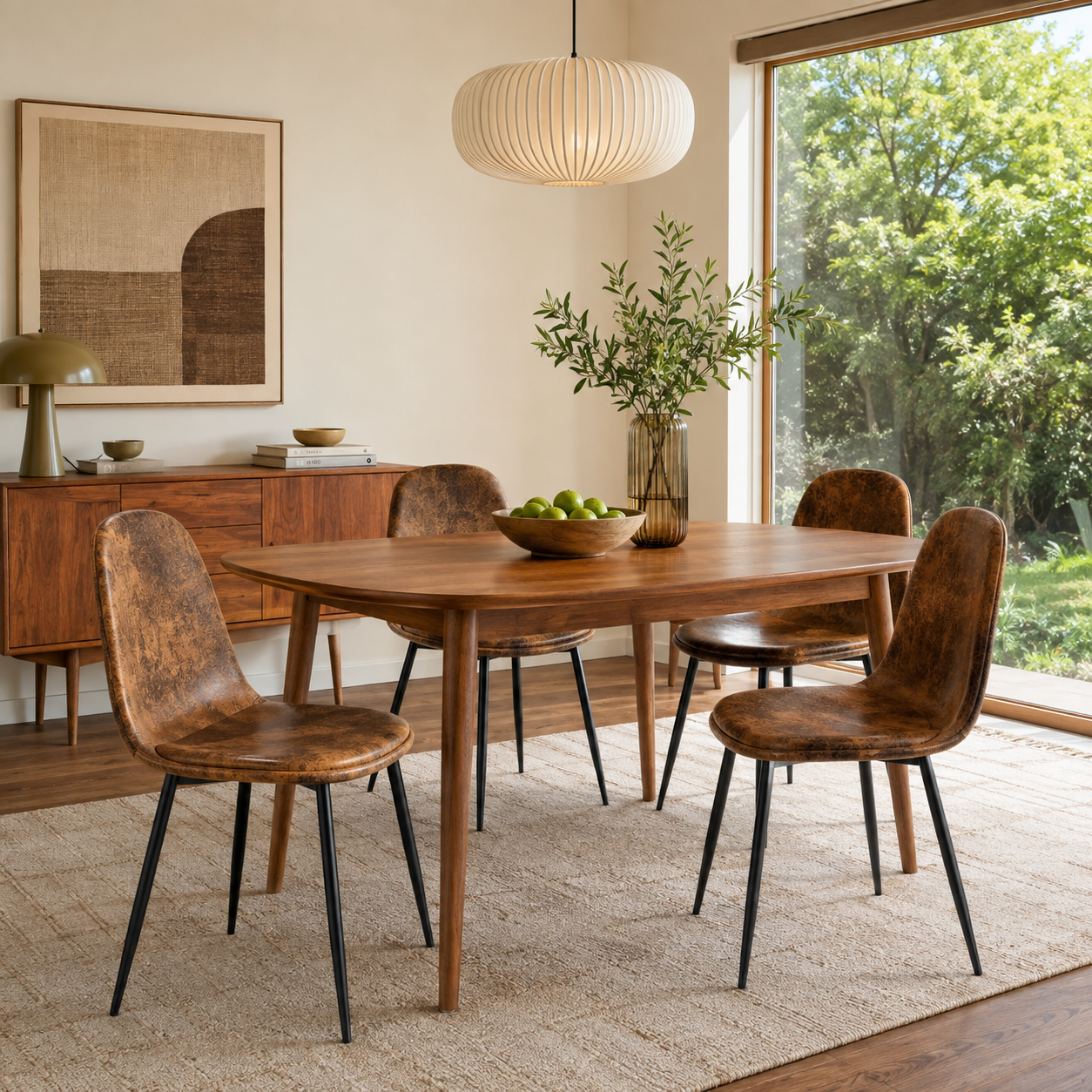 Sunflower Suede Dining Chairs with Metal Legs Set of 4