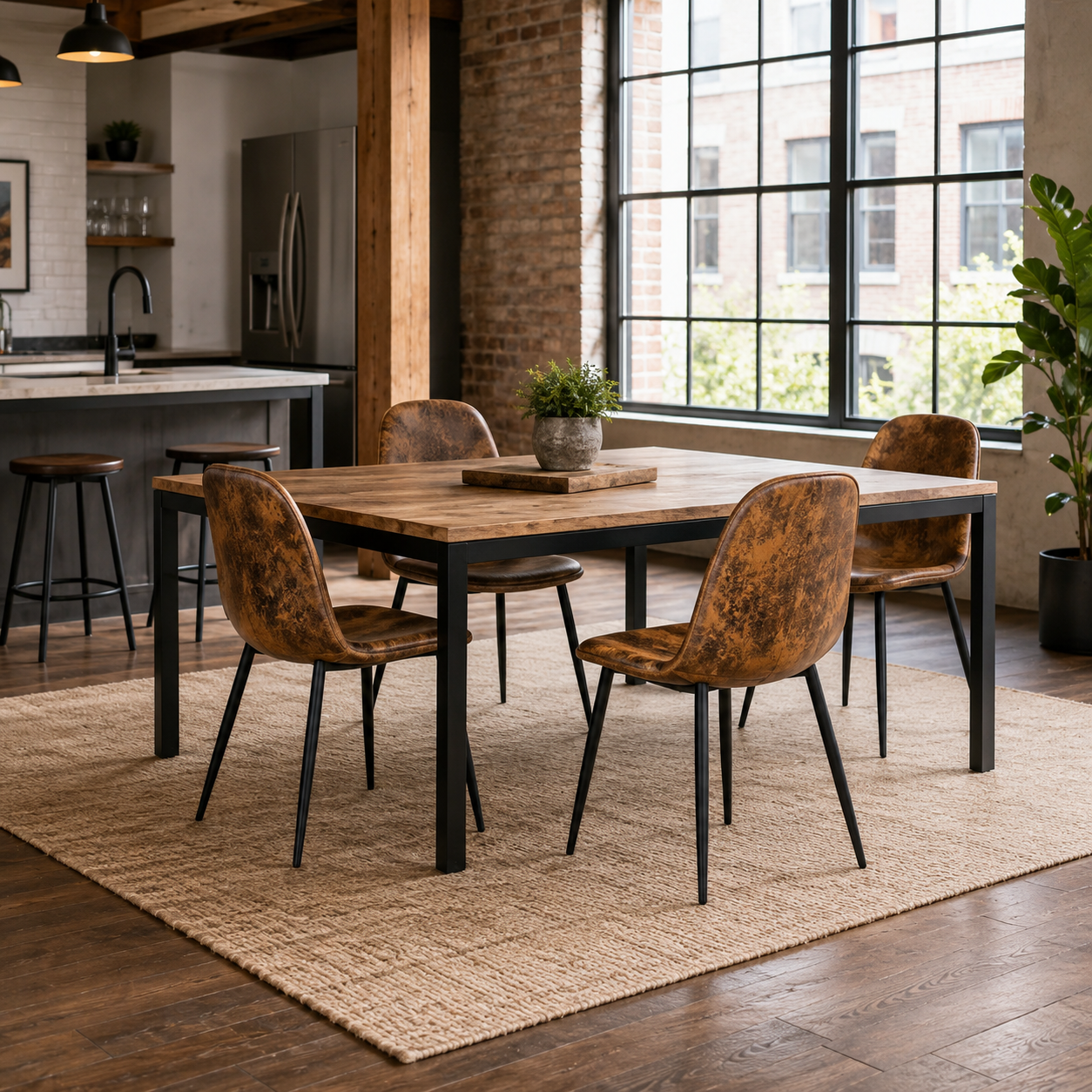 Sunflower Suede Dining Chairs with Metal Legs Set of 4