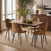 Sunflower Suede Dining Chairs with Metal Legs Set of 4