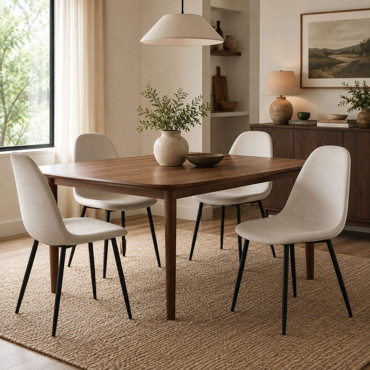 Charlton Tweed Dining Chair with Splayed Metal Legs Set of 4