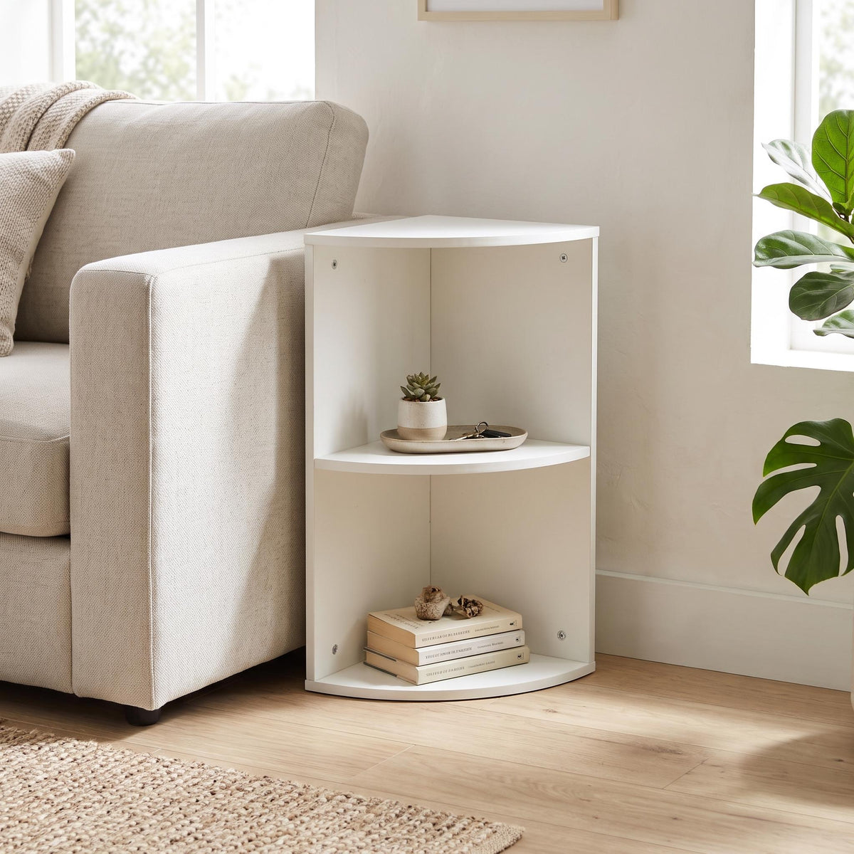 Homy Casa Mandi 2-Tier Wooden Corner Cabinet, Modular Cube Storage Organizer