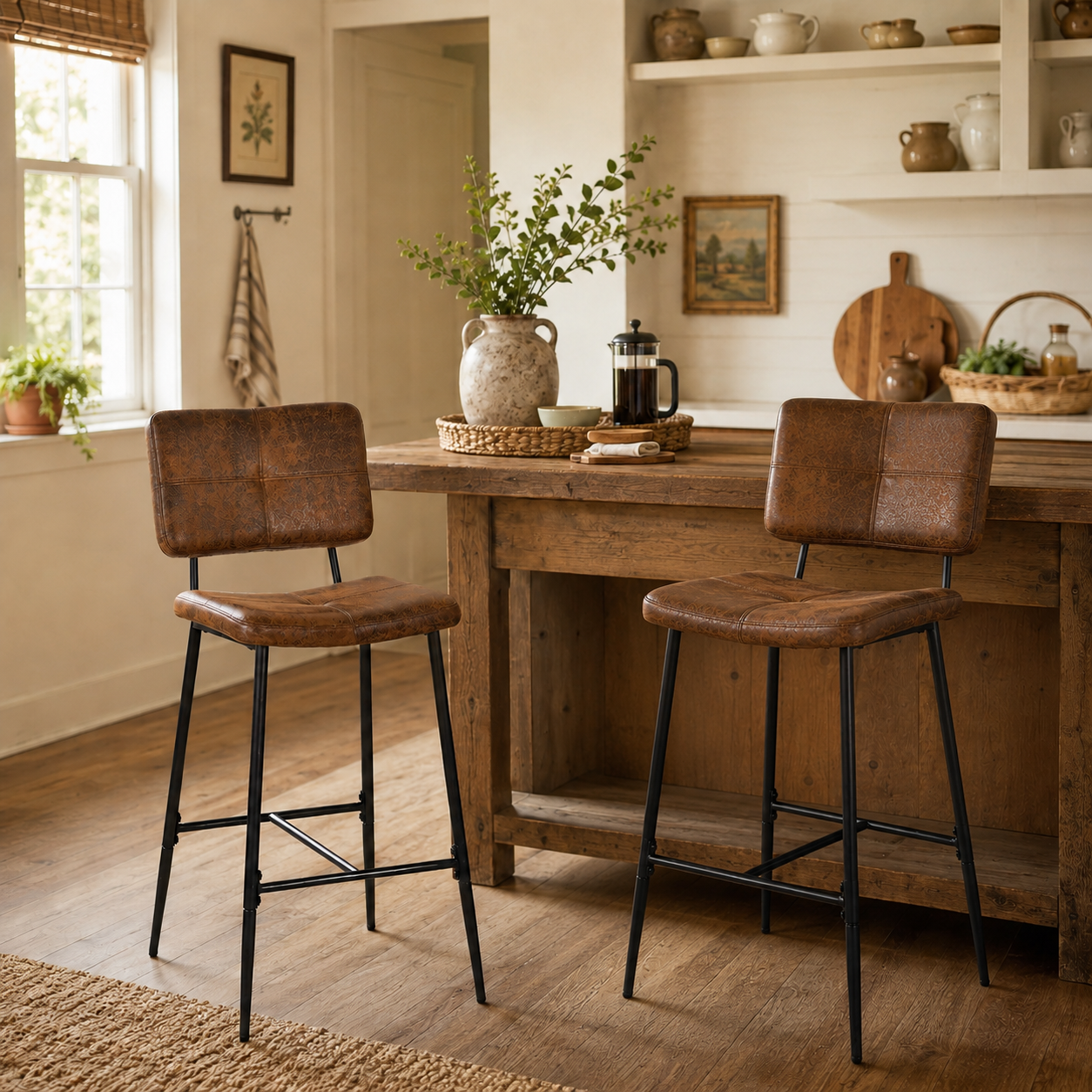 Pomona 26" Bar Stool Microsuede Brown Upholstery, Stylish & Durable