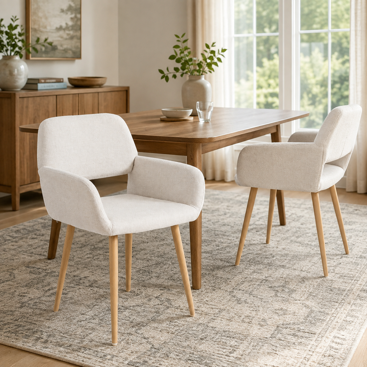 Mayfair Fabric Dining Chairs with Armrest Set of 2