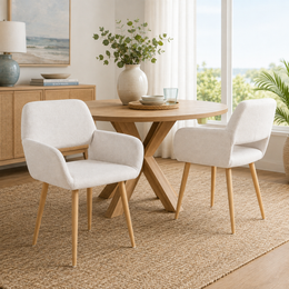 Mayfair Fabric Dining Chairs with Armrest Set of 2