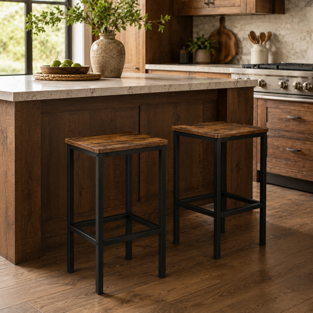 KILBY 26" Backless Industrial Counter Height Bar Stool Set of 2