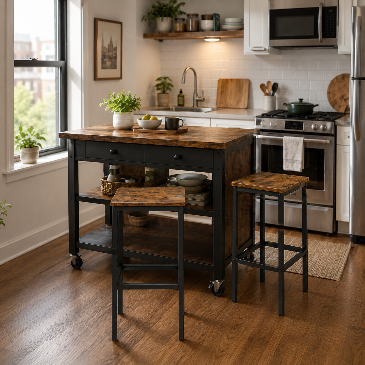 KILBY 26" Backless Industrial Counter Height Bar Stool Set of 2