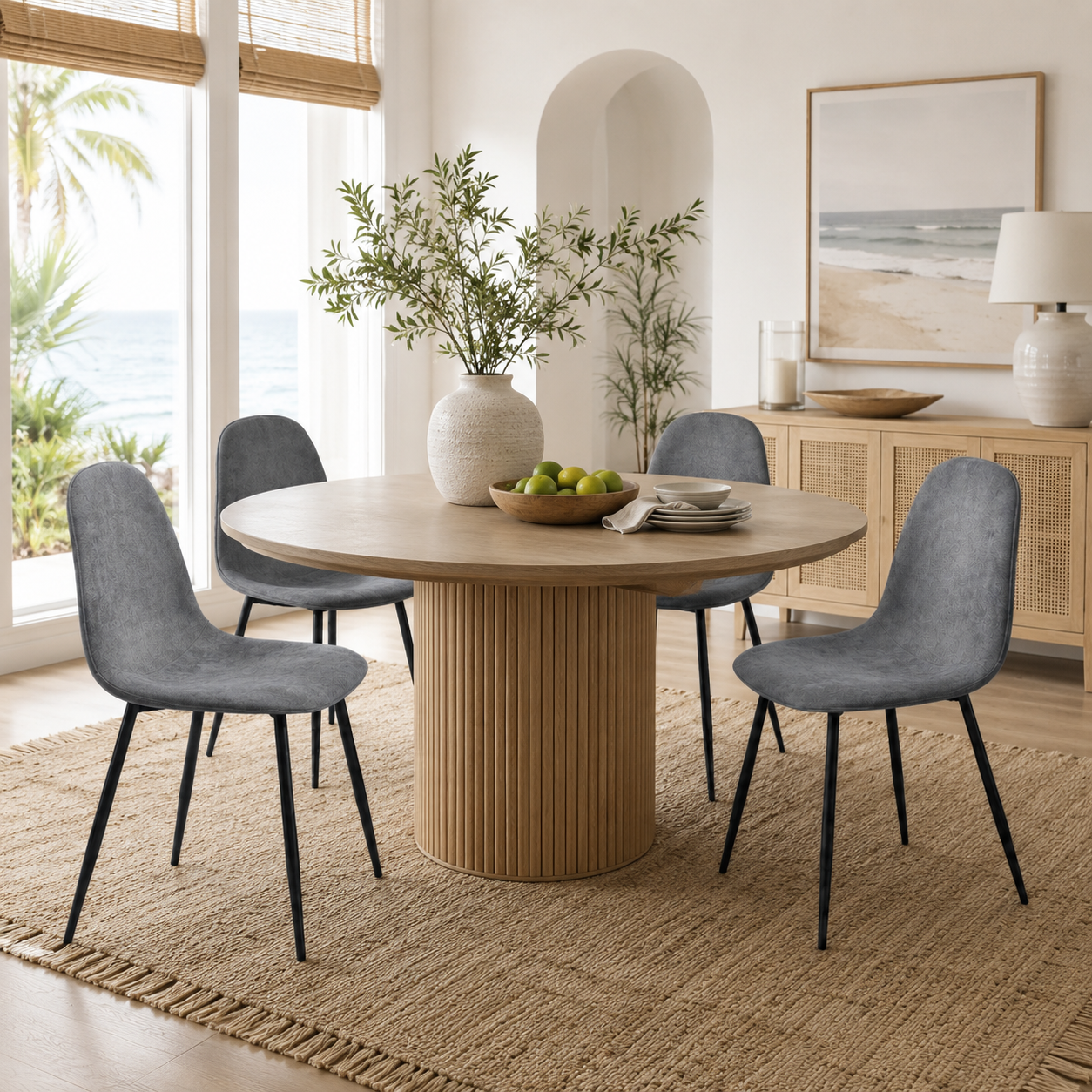 Charlton Terry Fabric Shell Dining Chairs with Waisted Back Set of 4