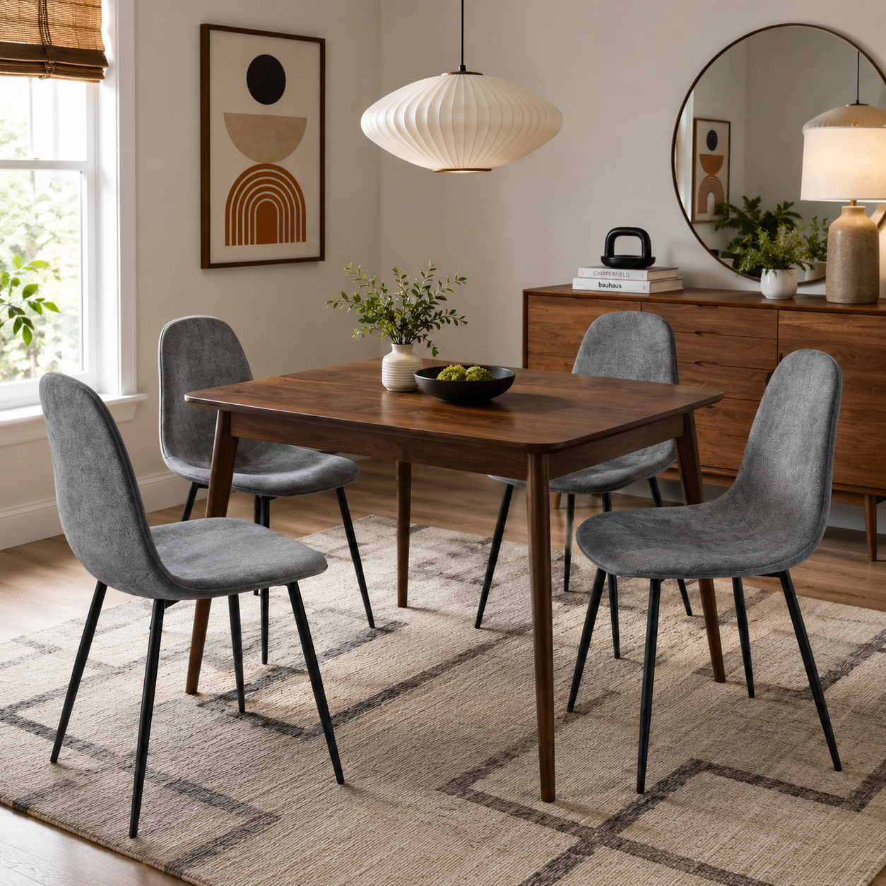 Charlton Terry Fabric Shell Dining Chairs with Waisted Back Set of 4