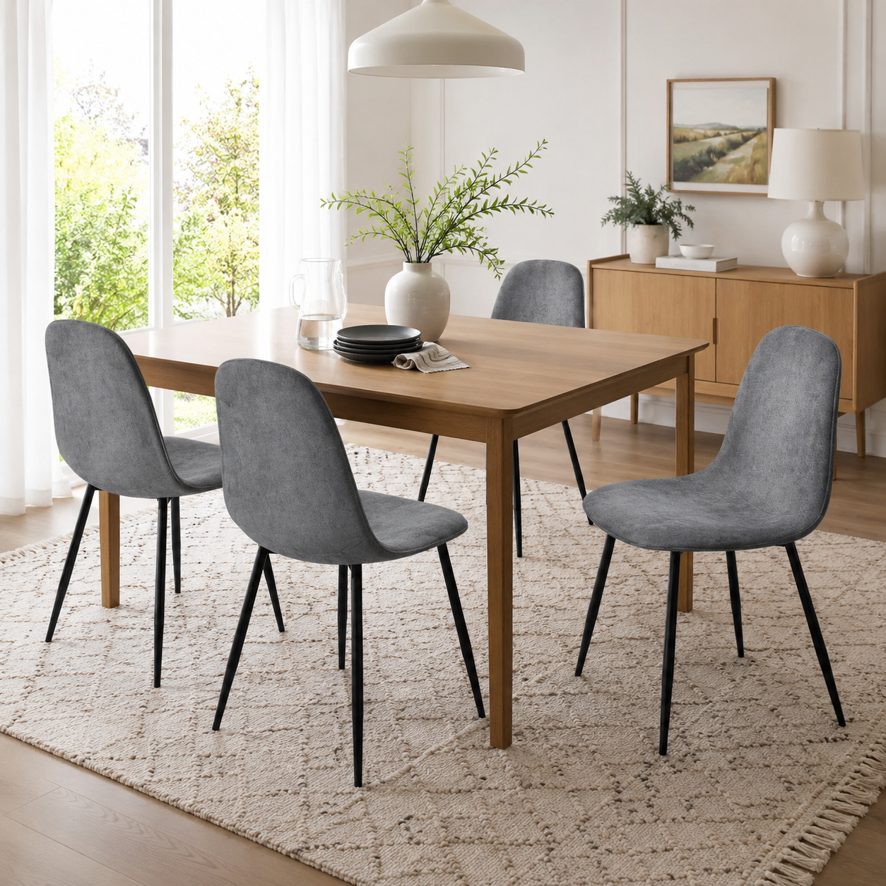 Charlton Terry Fabric Shell Dining Chairs with Waisted Back Set of 4
