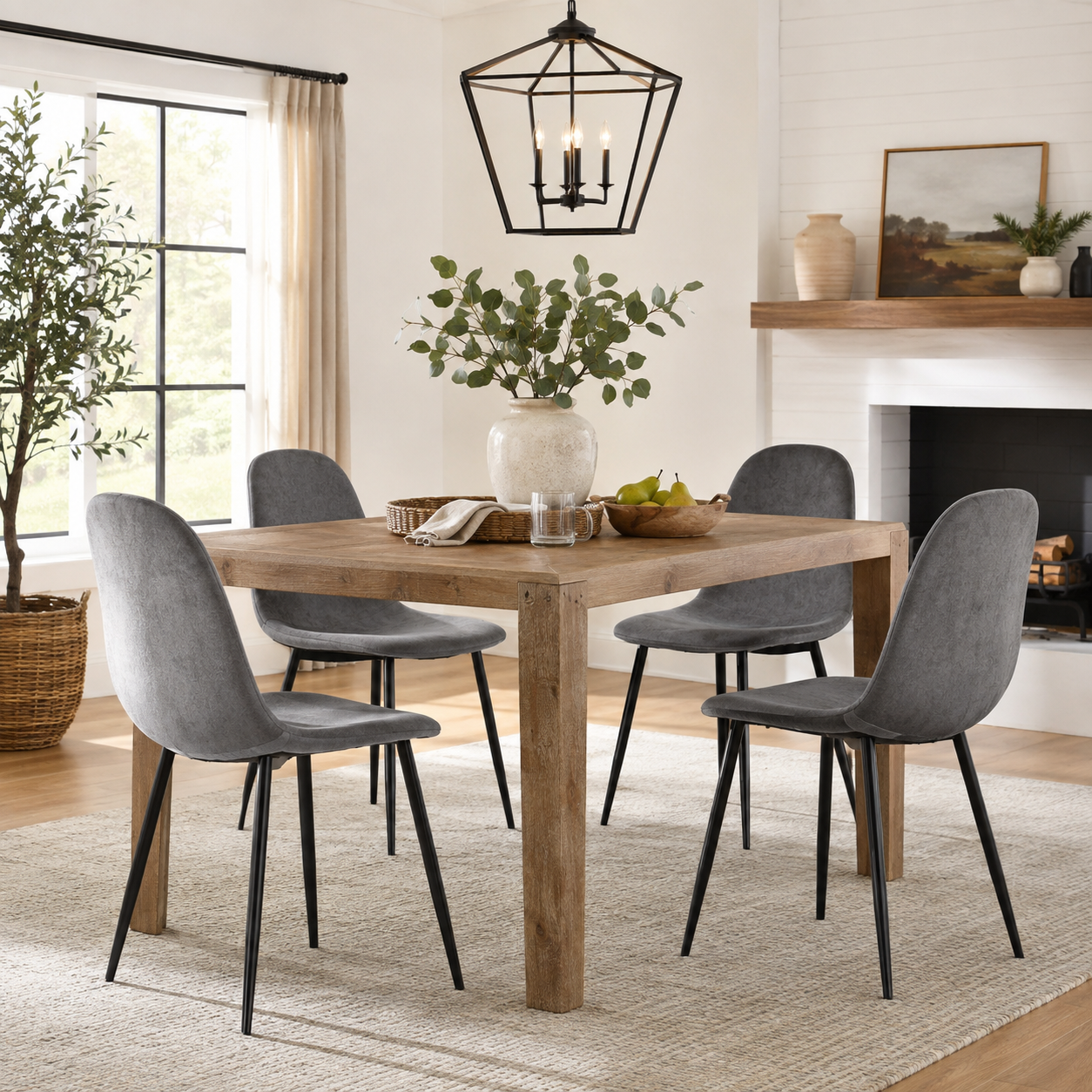 Charlton Terry Fabric Shell Dining Chairs with Waisted Back Set of 4