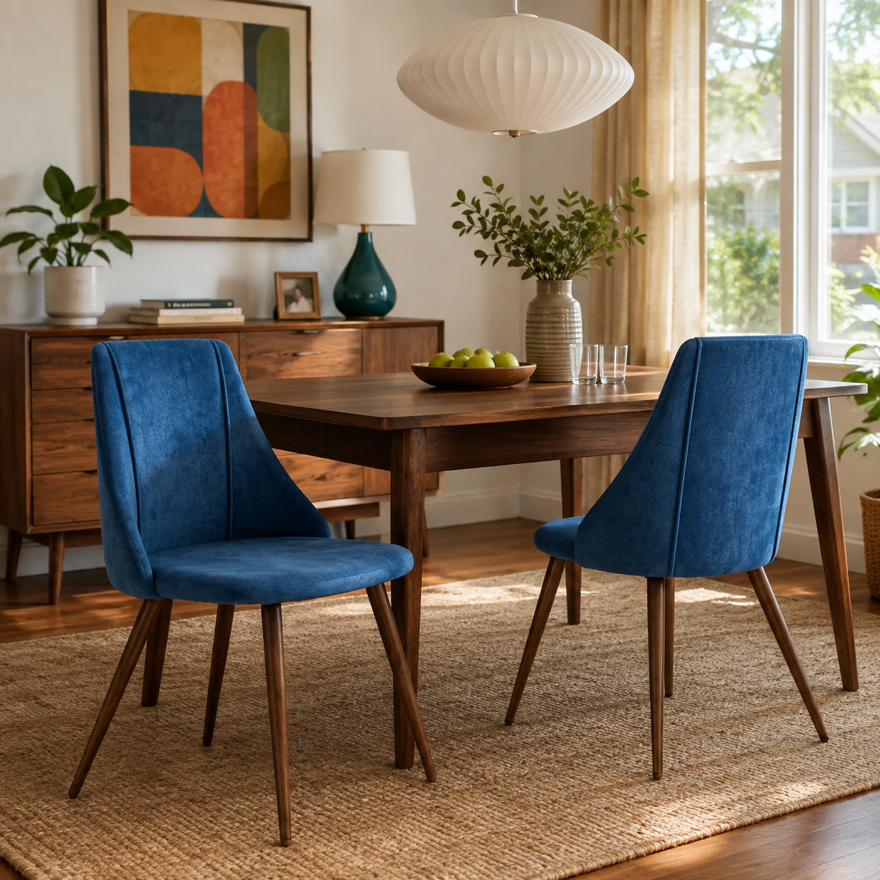 Smeg Soft High Back Upholstered Dining Chairs Set of 2 in Fabric or Velvet