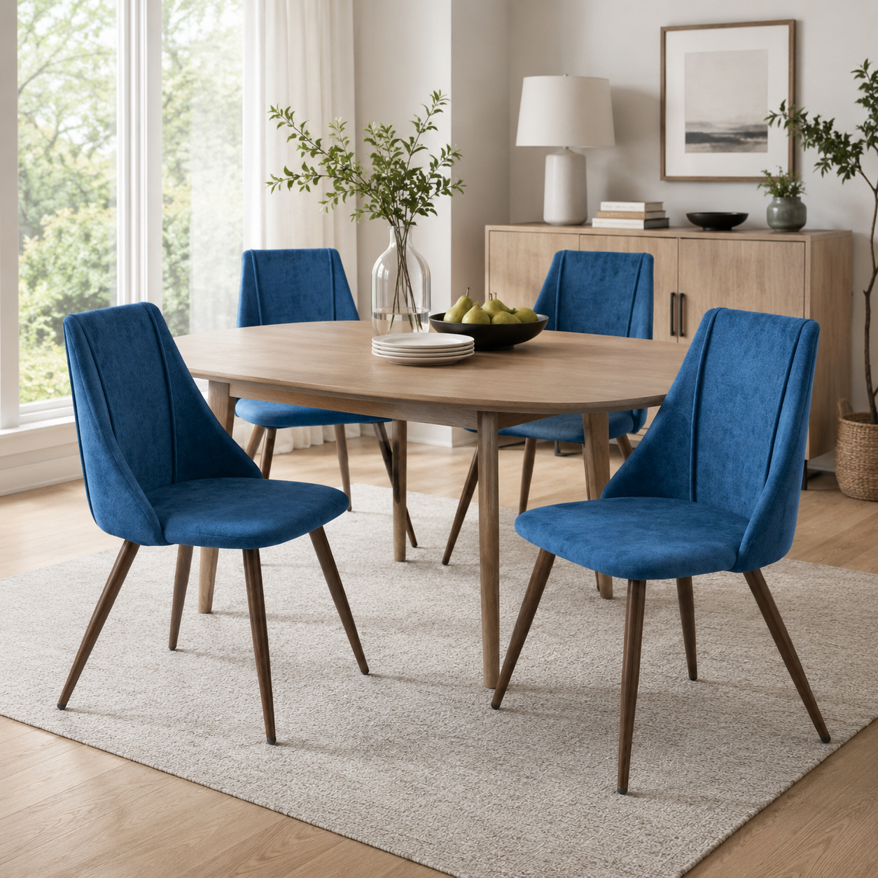 Smeg Soft High Back Upholstered Dining Chairs Set of 2 in Fabric or Velvet