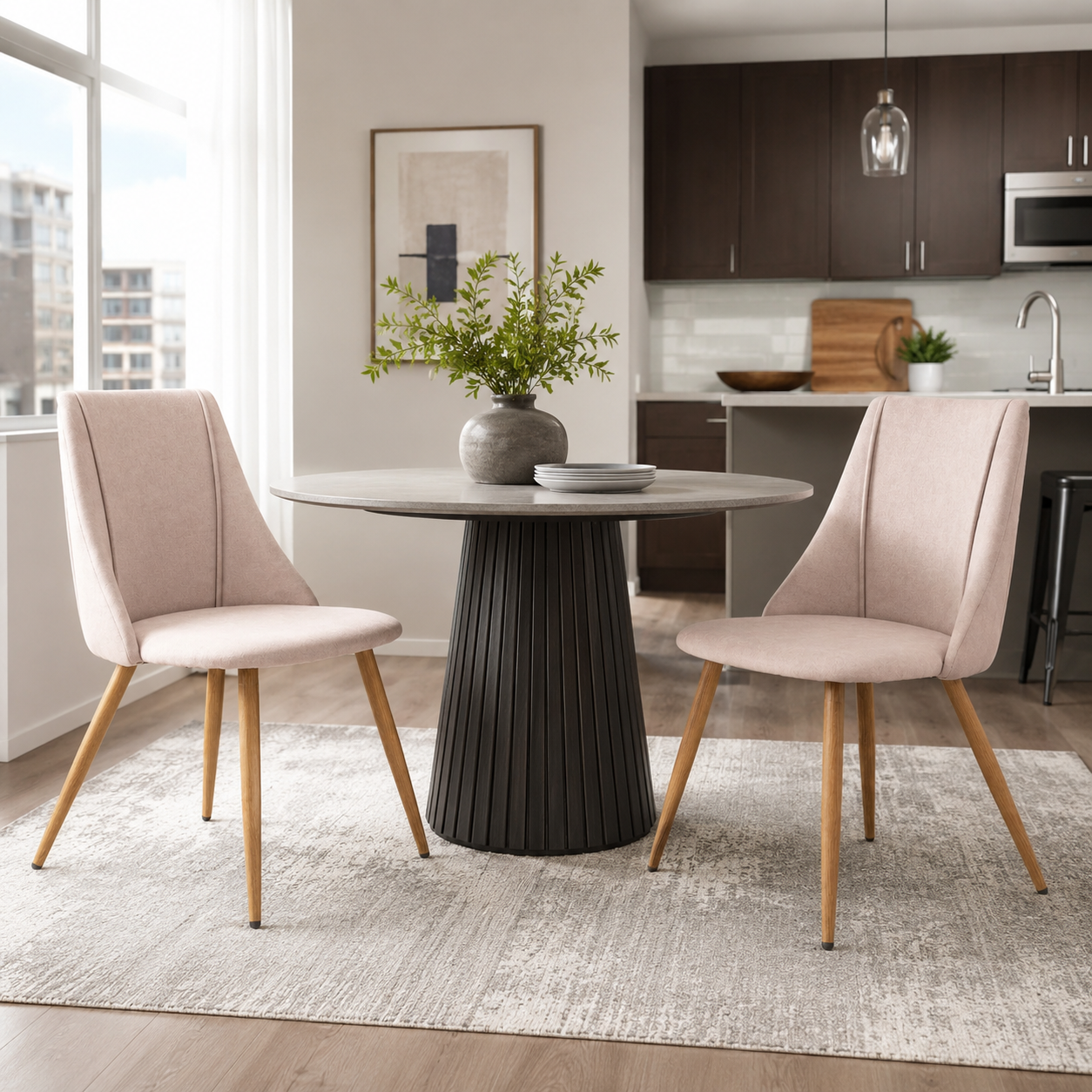 Smeg Soft High Back Upholstered Dining Chairs Set of 2 in Fabric or Velvet