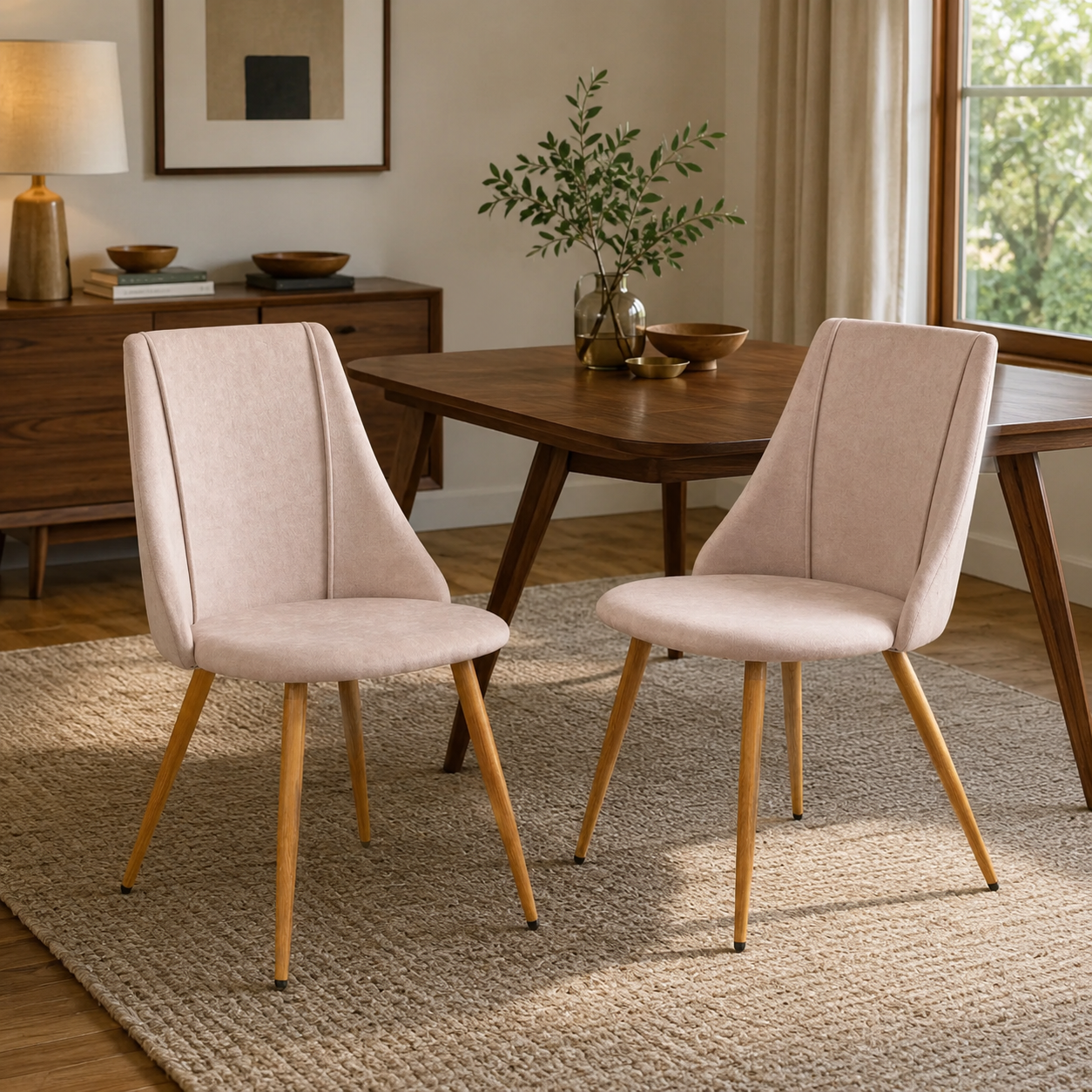 Smeg Soft High Back Upholstered Dining Chairs Set of 2 in Fabric or Velvet