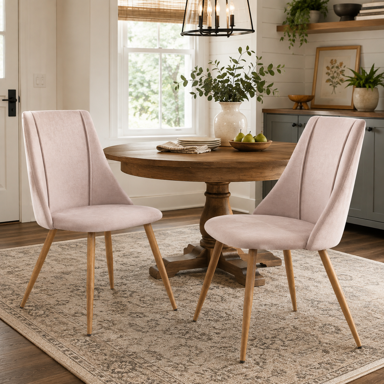 Smeg Soft High Back Upholstered Dining Chairs Set of 2 in Fabric or Velvet