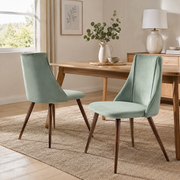 Smeg Soft High Back Upholstered Dining Chairs Set of 2 in Fabric or Velvet