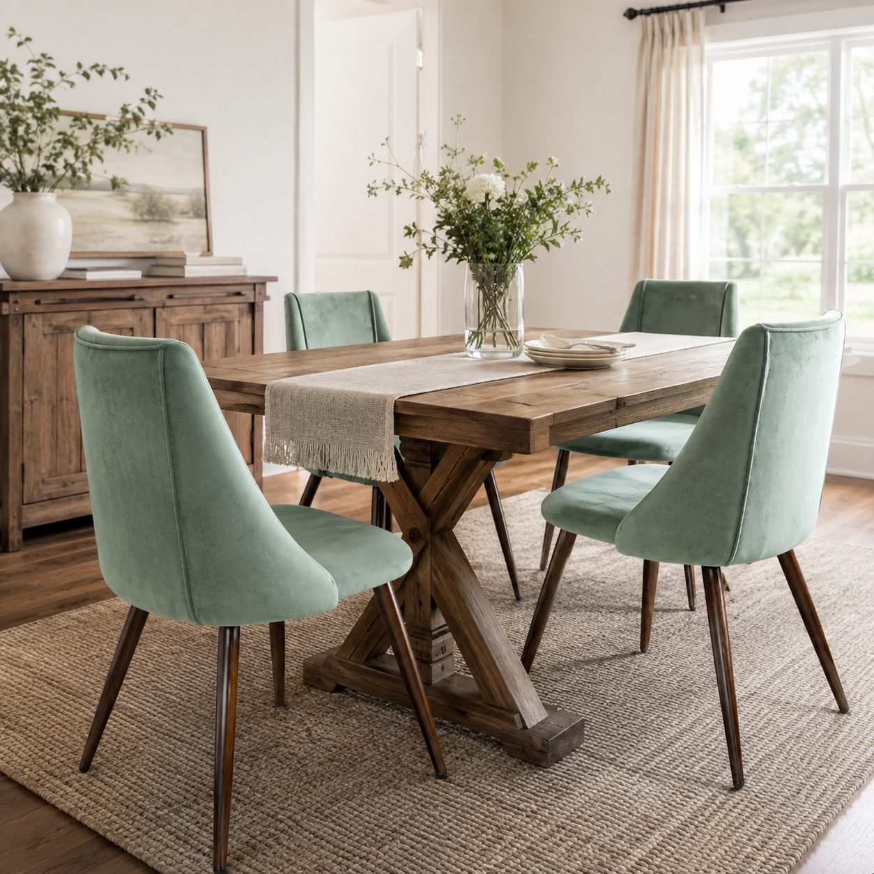 Smeg Soft High Back Upholstered Dining Chairs Set of 2 in Fabric or Velvet