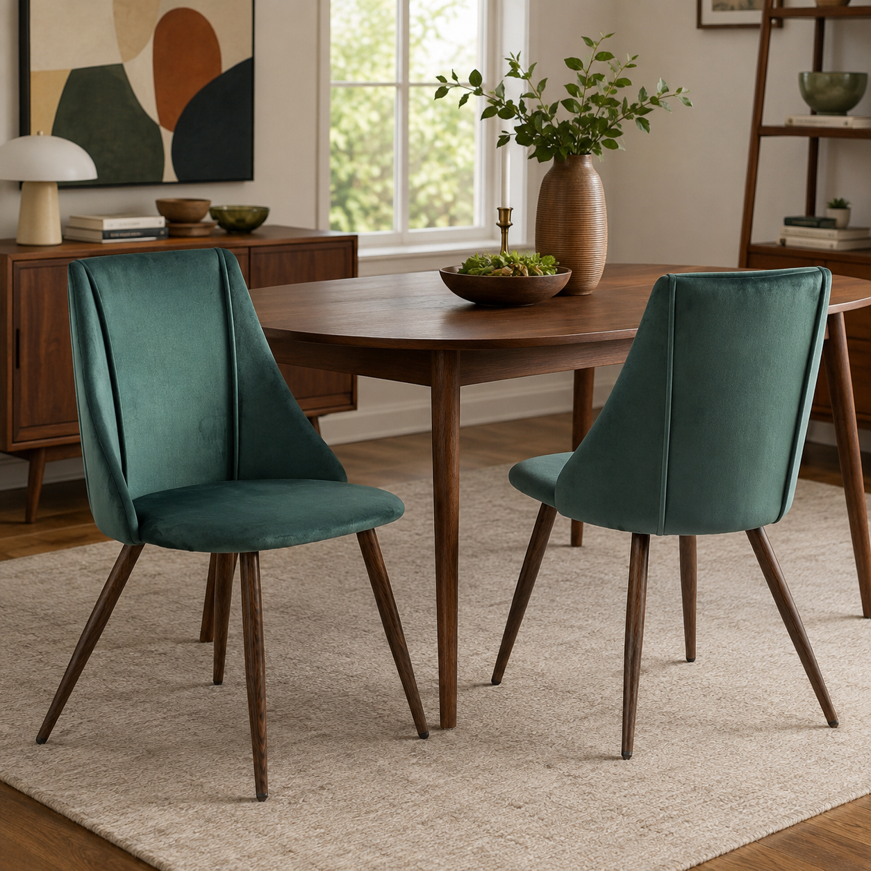 Smeg Soft High Back Upholstered Dining Chairs Set of 2 in Fabric or Velvet