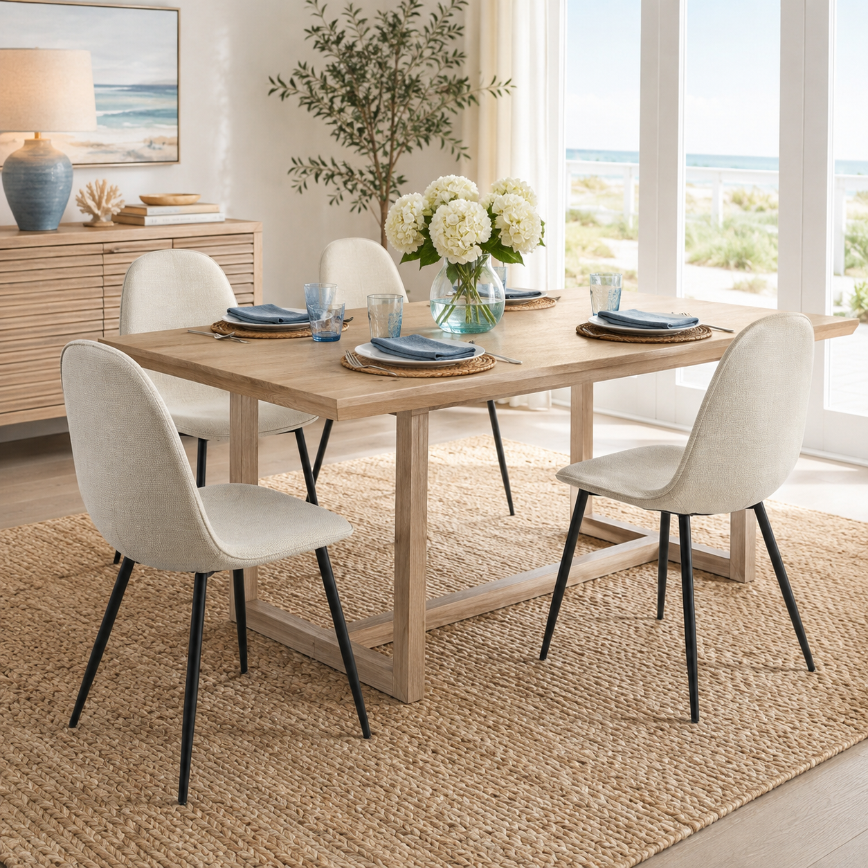 Charlton Tweed Dining Chair with Splayed Metal Legs Set of 4