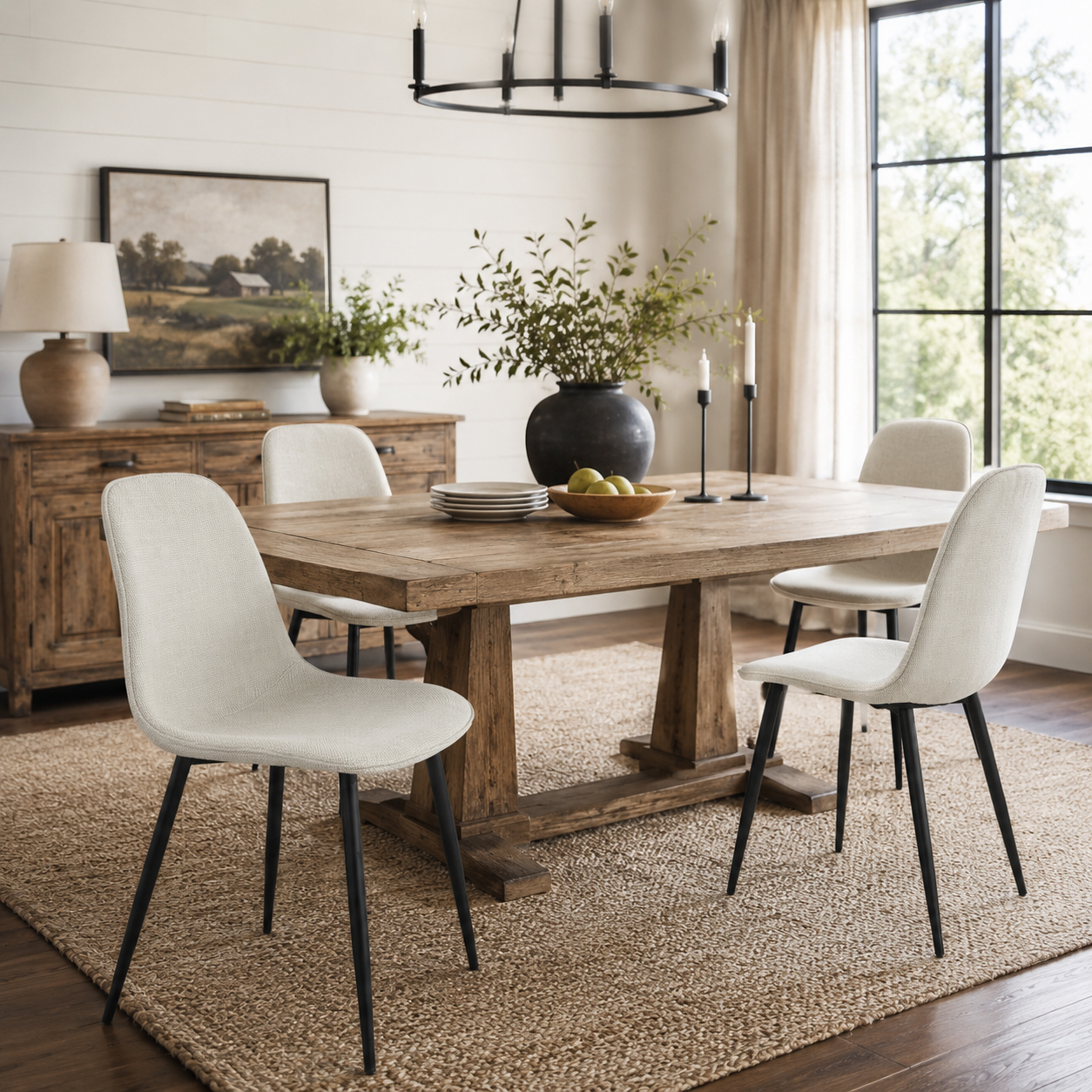 Charlton Tweed Dining Chair with Splayed Metal Legs Set of 4