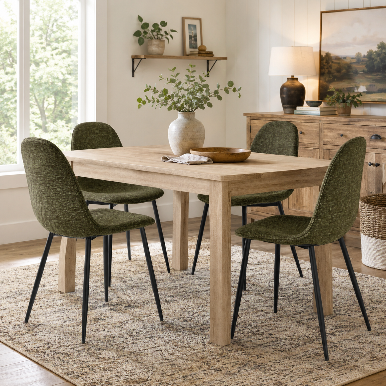 Charlton Tweed Dining Chair with Splayed Metal Legs Set of 4