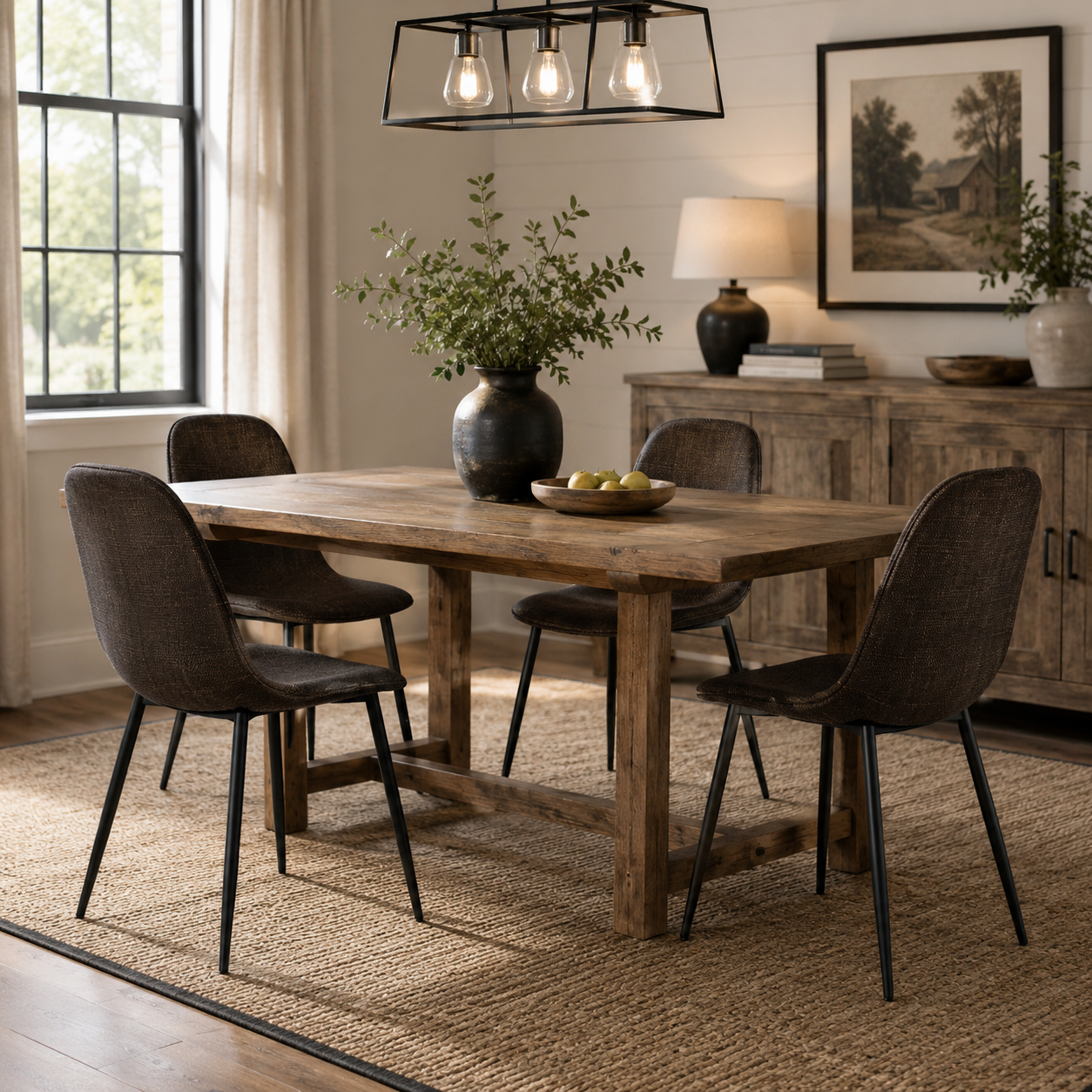 Charlton Tweed Dining Chair with Splayed Metal Legs Set of 4