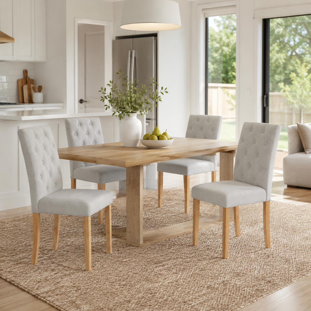 Douro Button-Tufted Parsons Dining Chairs with Solid Wood Legs Set of 4