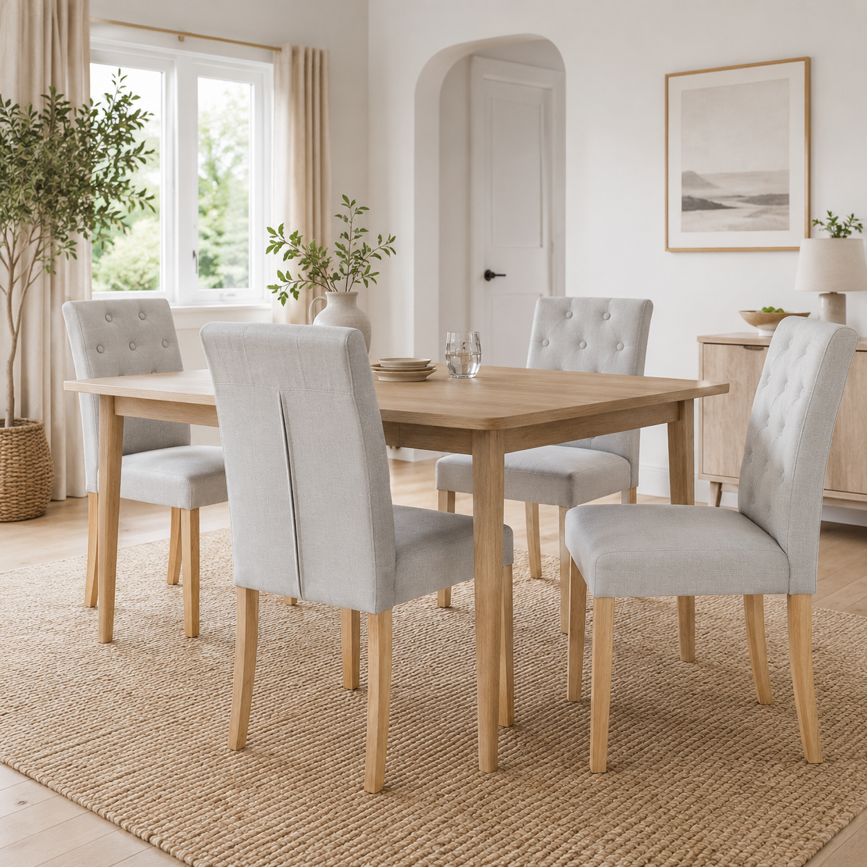 Douro Button-Tufted Parsons Dining Chairs with Solid Wood Legs Set of 4