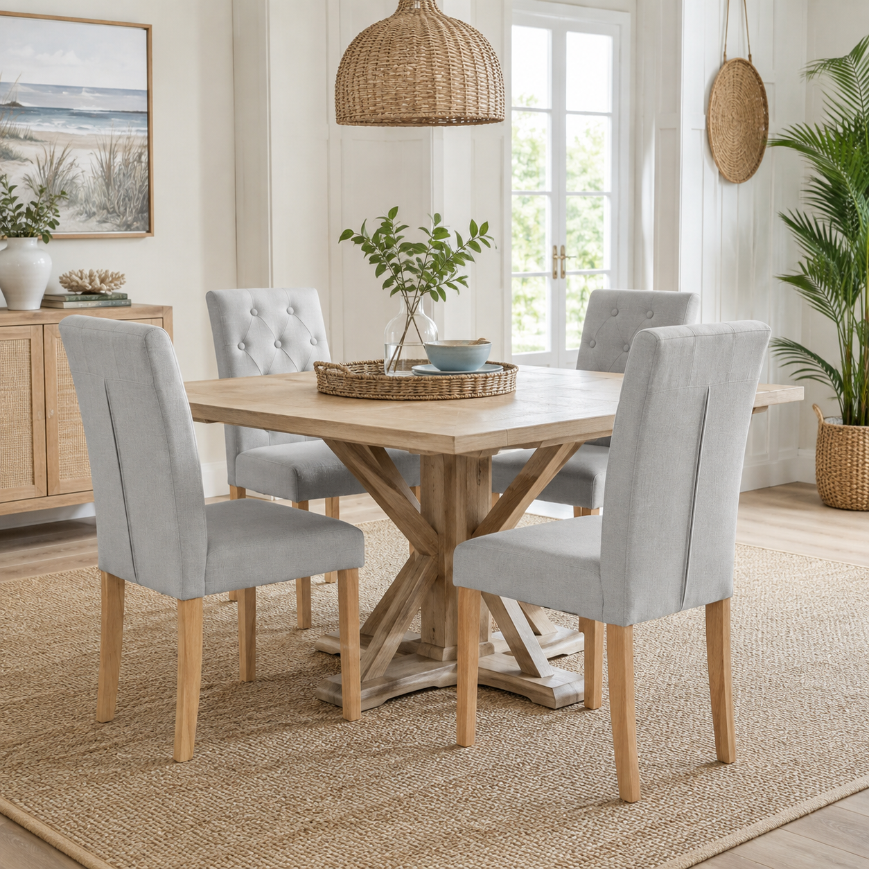 Douro Button-Tufted Parsons Dining Chairs with Solid Wood Legs Set of 4