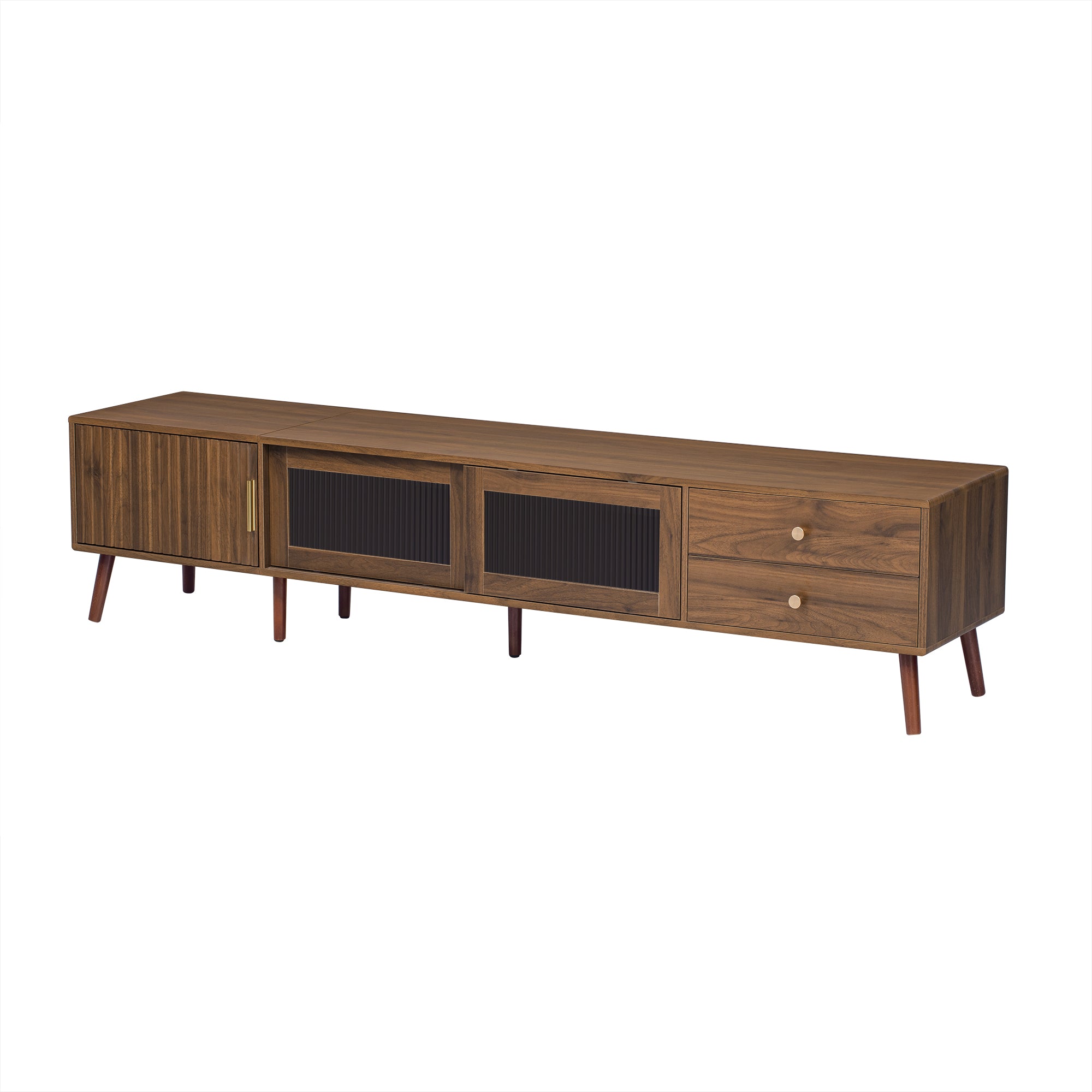 Kyoto 76" Mid-Century Modern TV Stand with Storage Cabine