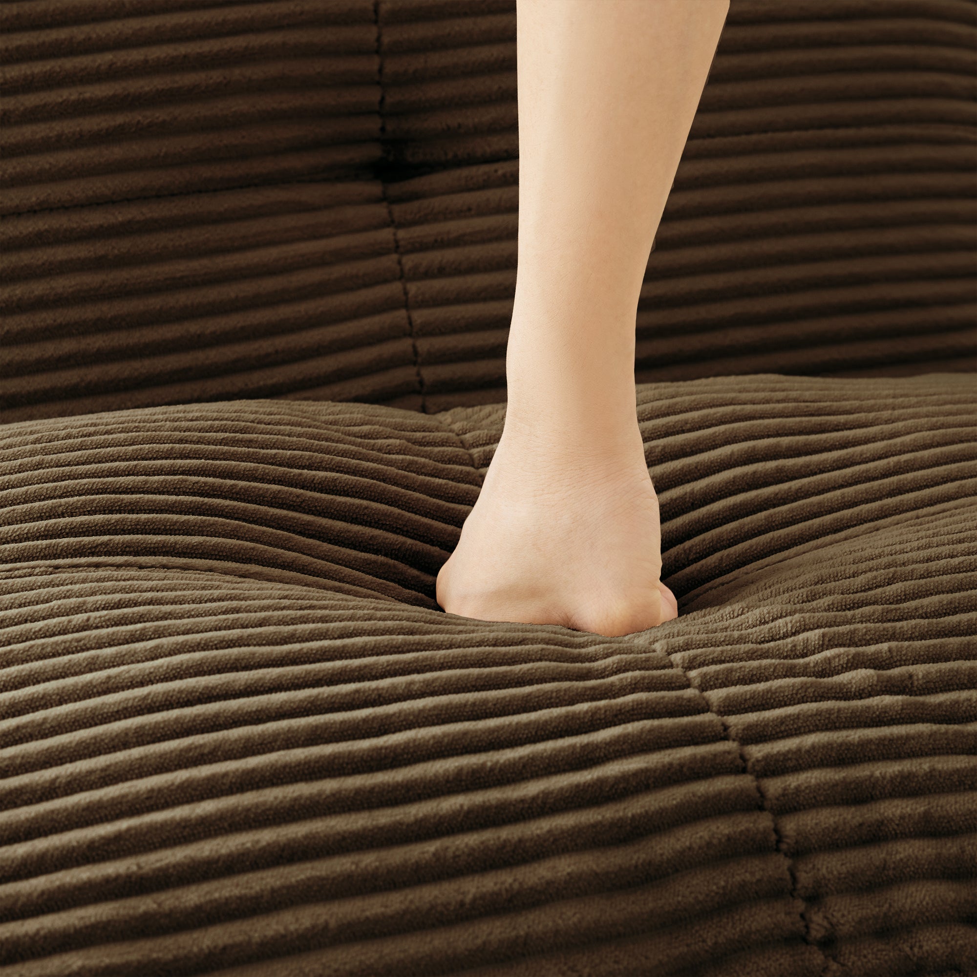 Racine 117" Modular Corduroy Fabric L-Shaped Sectional Sofa with Movable Ottoman