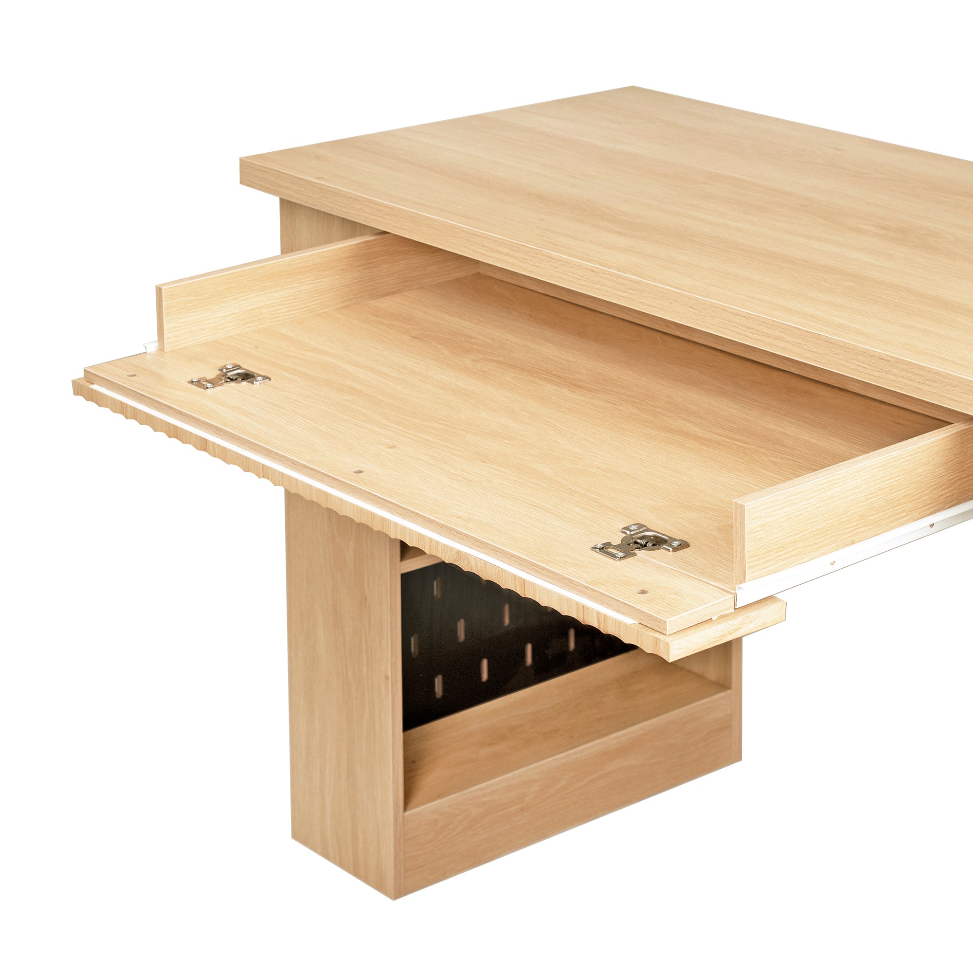 Vexon 55" Modern Fluted Writing Desk with Storage Cabinet and Charging Station