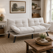 Carmel 70" Upholstered Convertible Futon Sofa Bed with Adjustable Backrest and Armrests