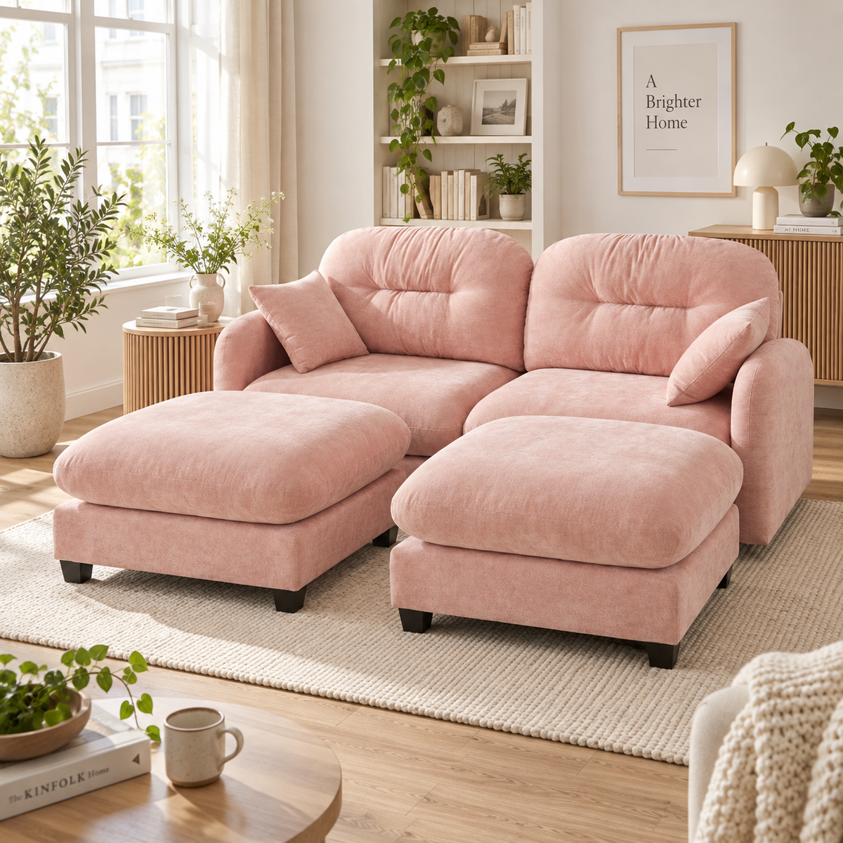 Roselyn 74" 4-Piece Modular Chenille Sofa with Daybed Configuration