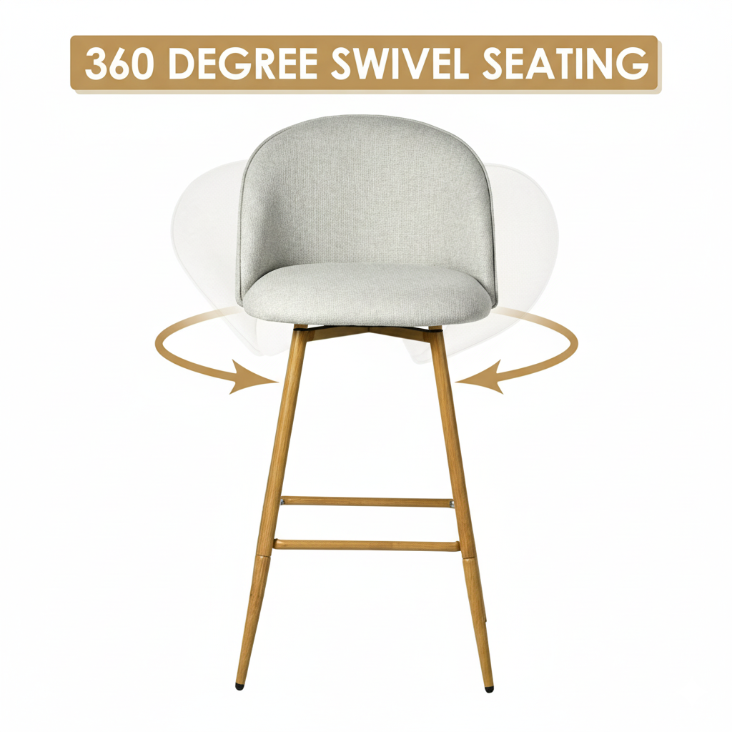 Homy Casa Haseeb Barrel Swivel Counter Height Bar Stools 26" Set of 2 Kitchen Seating