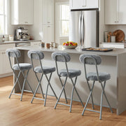 Ernst 4PC Faux Fur Upholstered Folding Chairs Padded Seat Space Saving