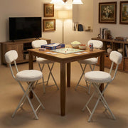 Homy Casa Folding Chair with Plush White Fabric Seat