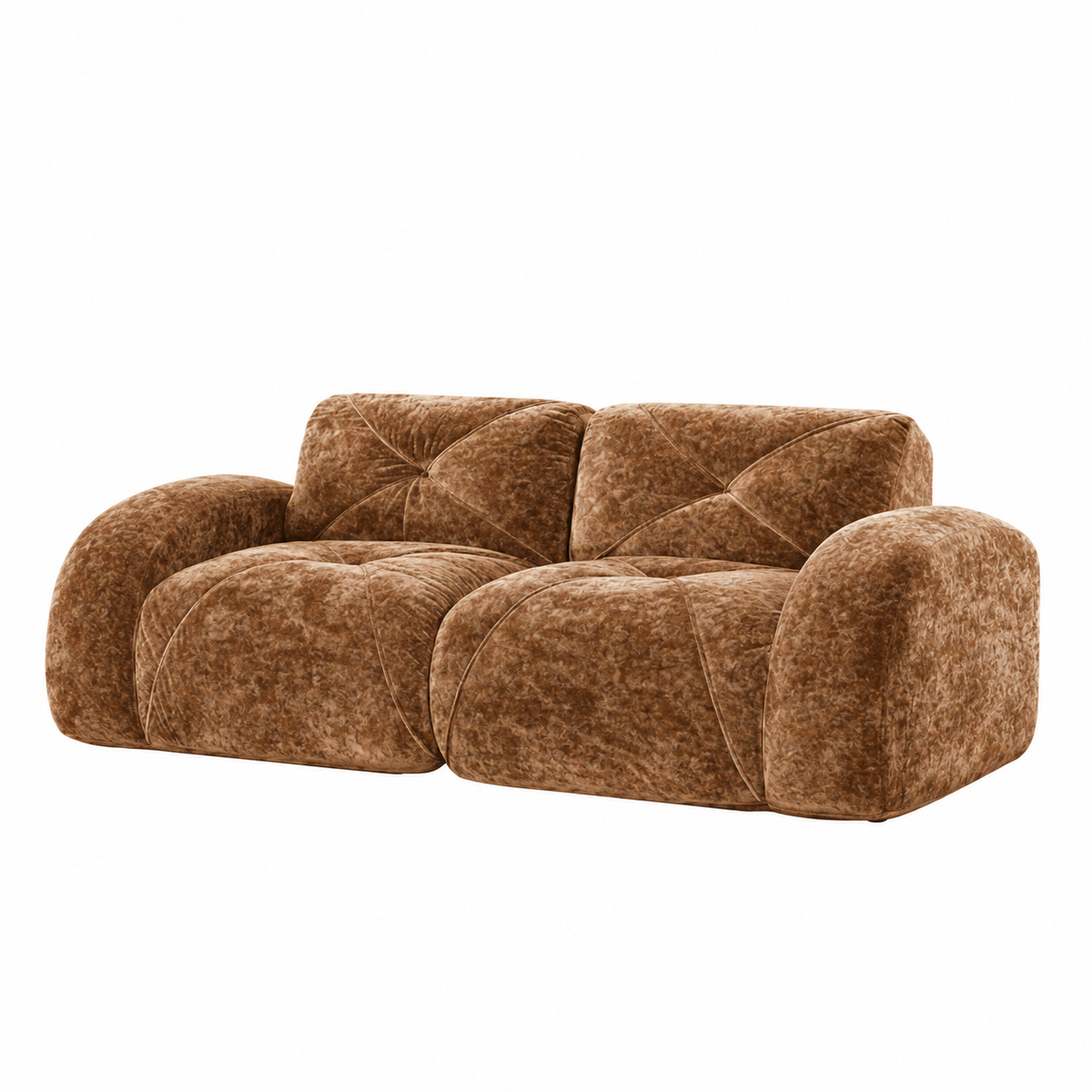 Aven 80" Oversized Frameless Velvet Modular Loveseat Sofa with Curved Armrests and Deep Seat