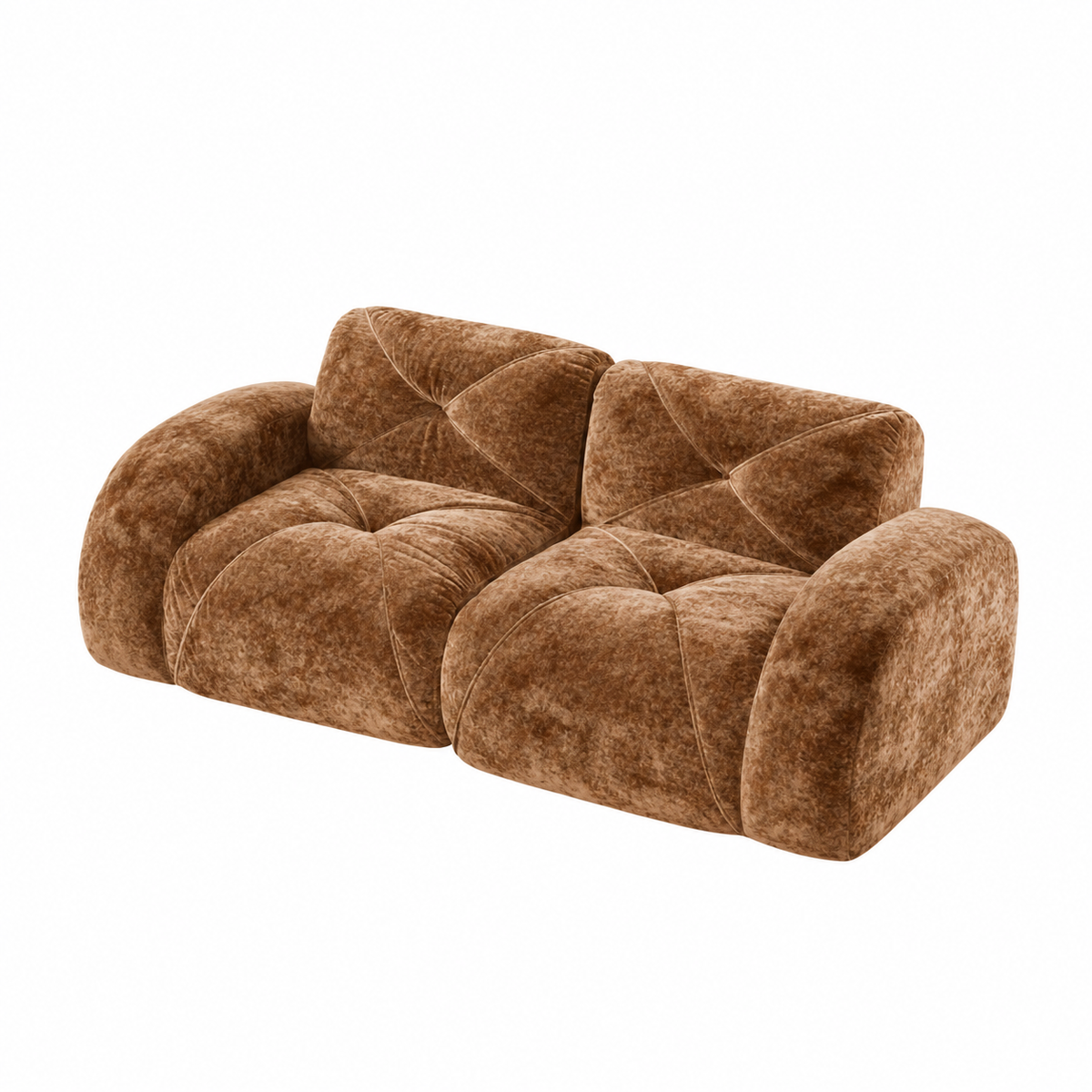 Aven 80" Oversized Frameless Velvet Modular Loveseat Sofa with Curved Armrests and Deep Seat
