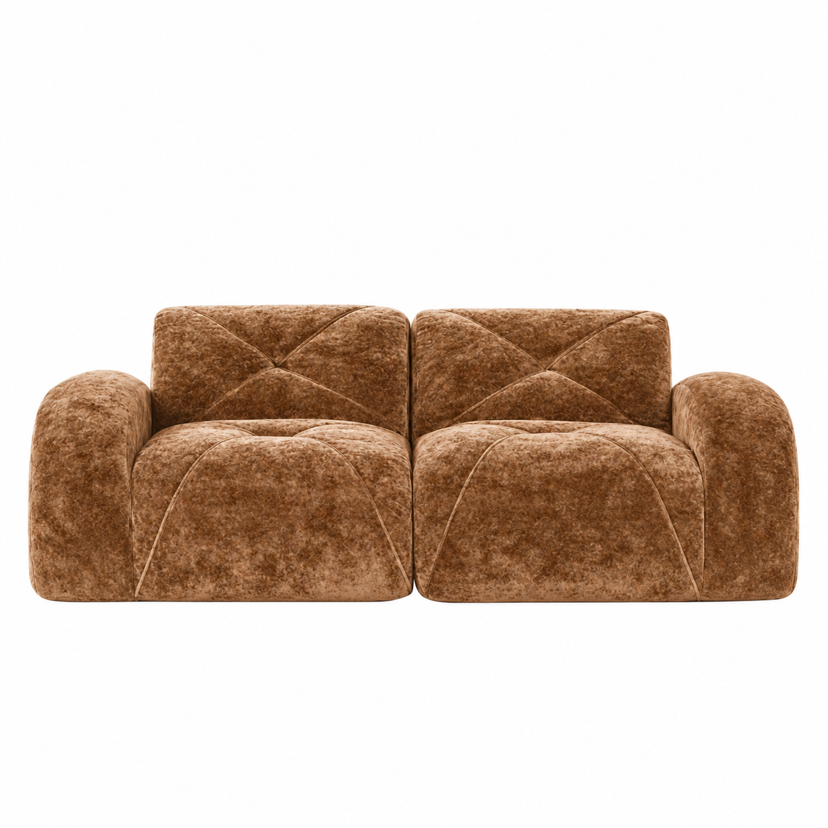 Aven 80" Oversized Frameless Velvet Modular Loveseat Sofa with Curved Armrests and Deep Seat